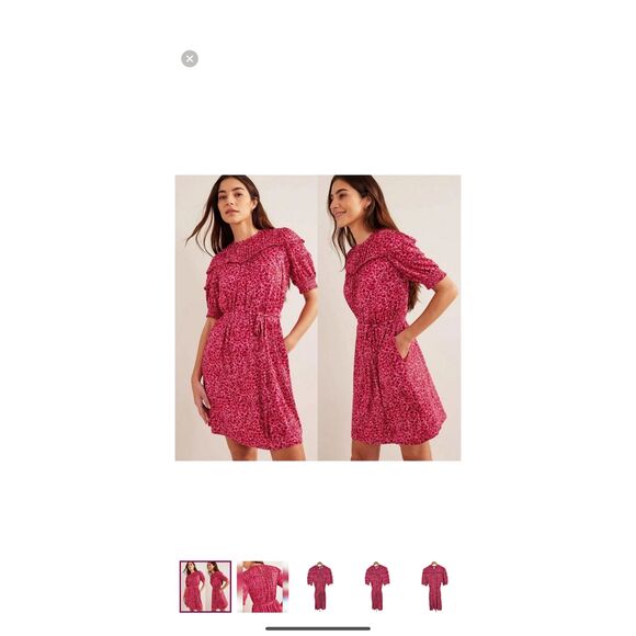 Boden Yoke Detail Jersey Mini Dress size 10L Gin Fizz Abstract Vine - Picture 2 of 11